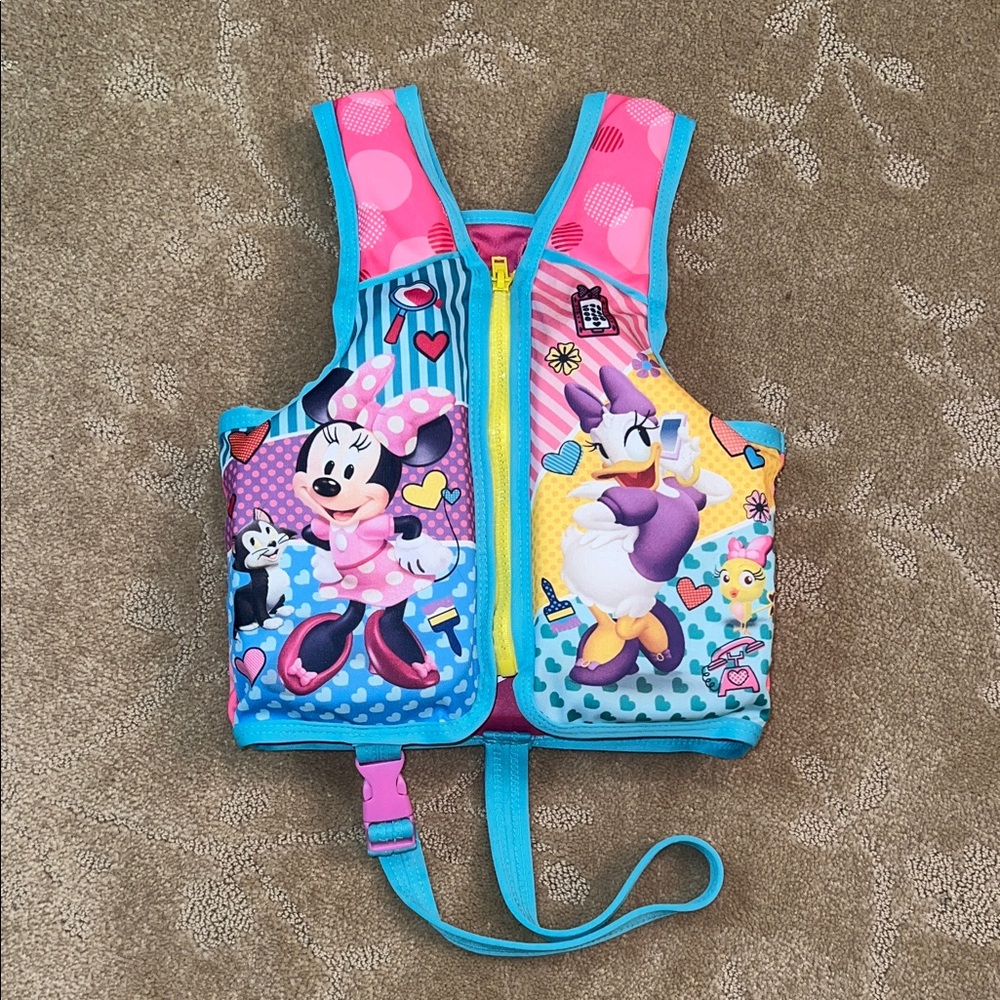 Girls Minnie Mouse Zip Up Life Vest 33-44lbs, Small/Medium